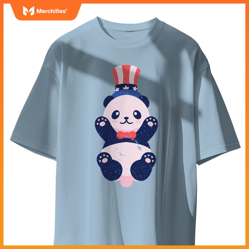 baby panda bear american usa flag hat 4th of july patriotic T-Shirt