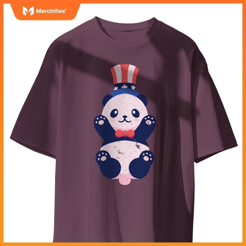 baby panda bear american usa flag hat 4th of july patriotic T-Shirt