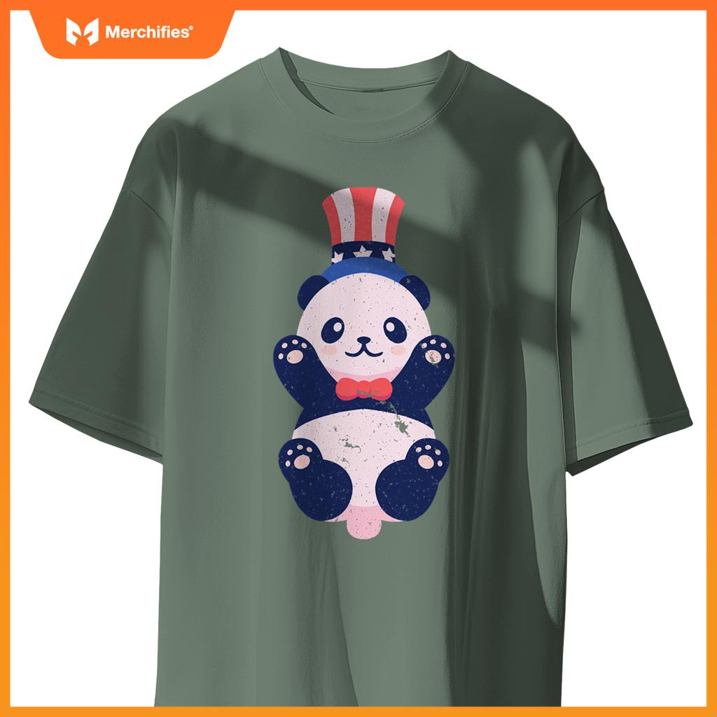 baby panda bear american usa flag hat 4th of july patriotic T-Shirt