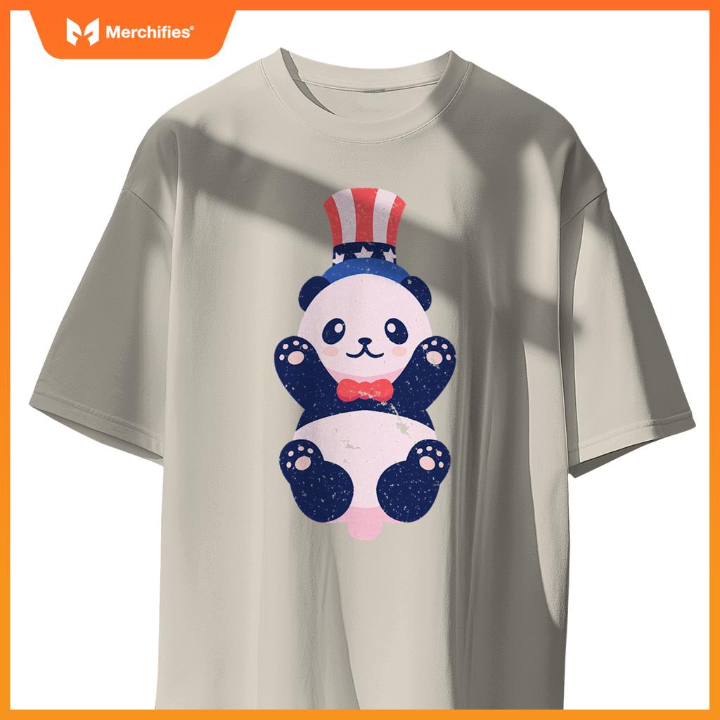 baby panda bear american usa flag hat 4th of july patriotic T-Shirt