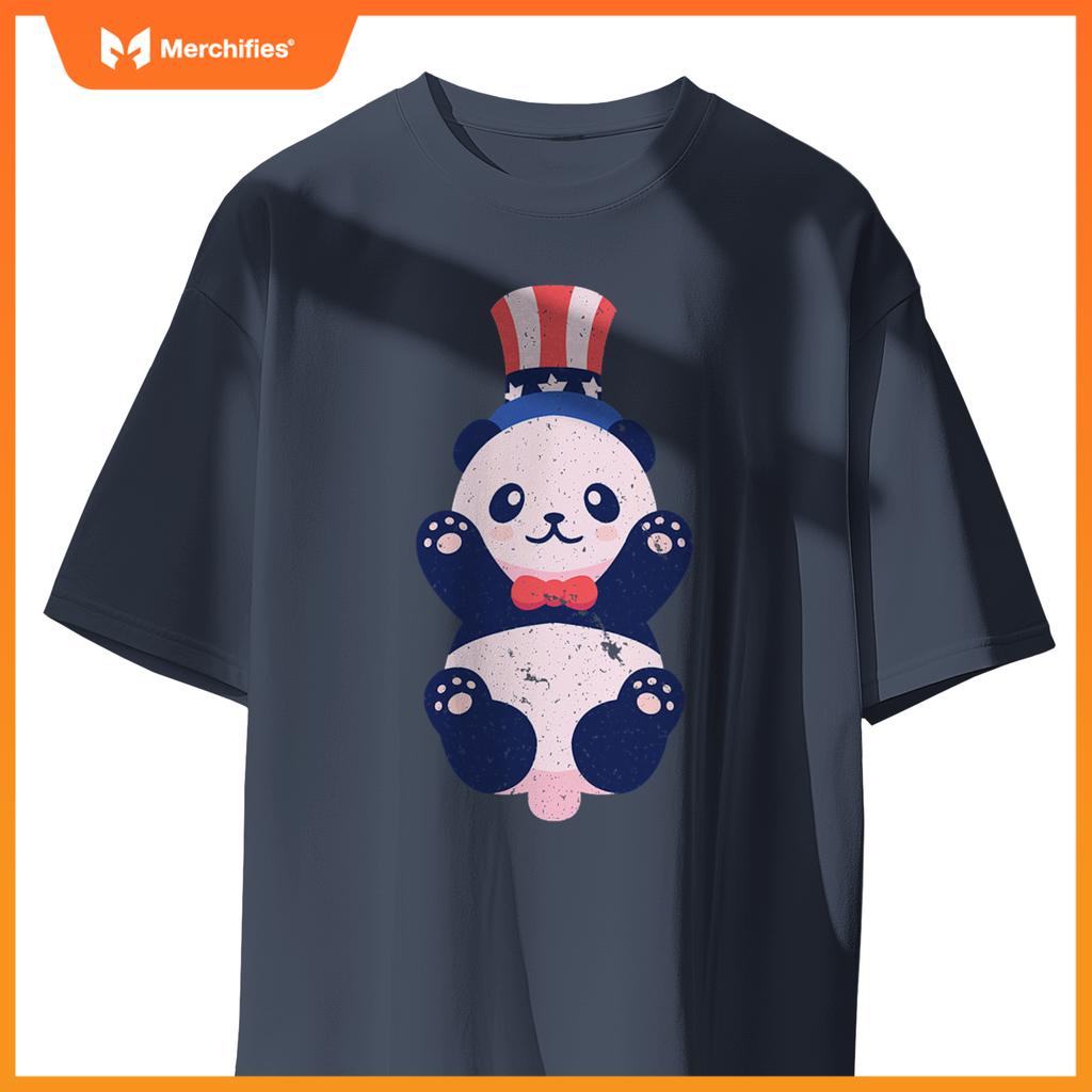baby panda bear american usa flag hat 4th of july patriotic T-Shirt