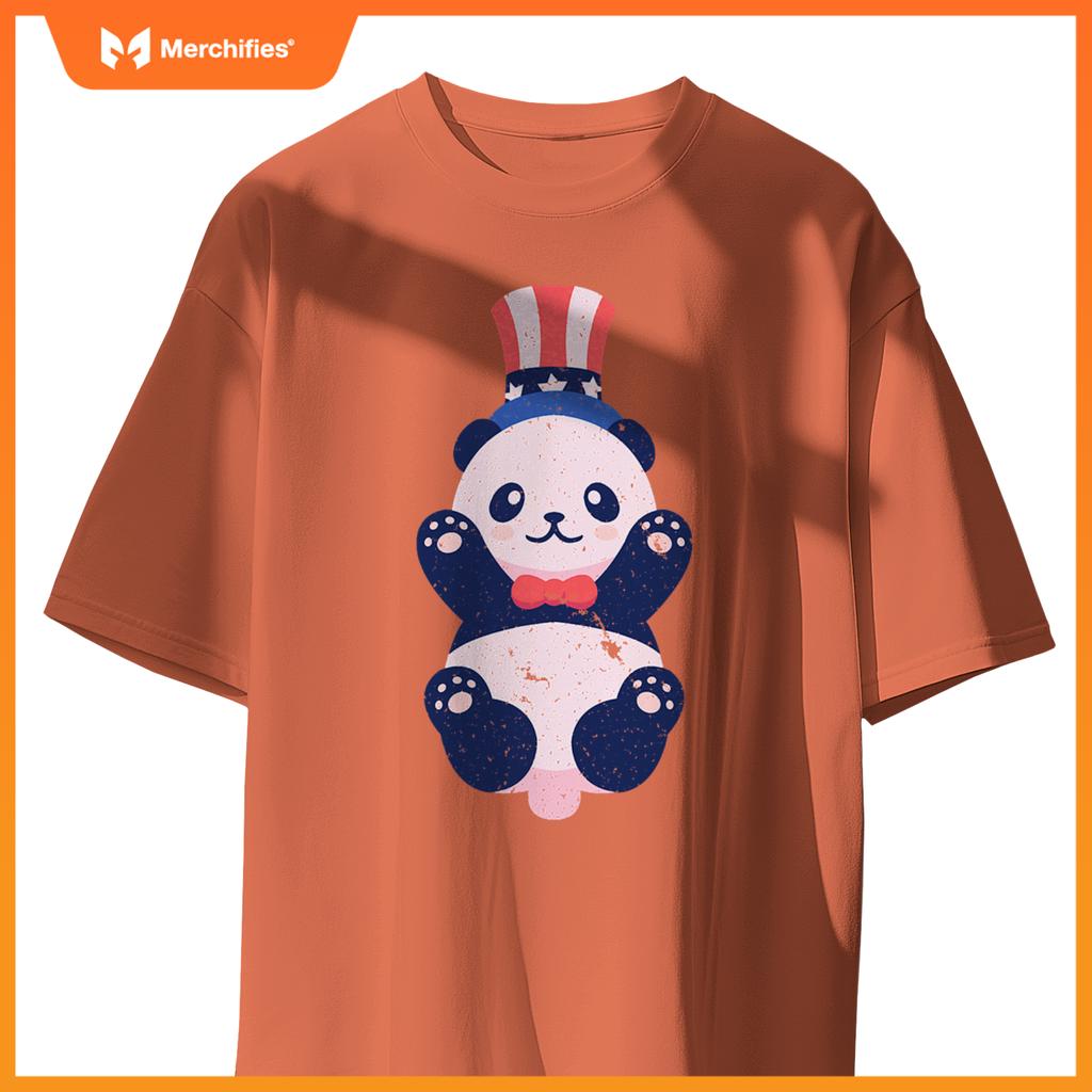 baby panda bear american usa flag hat 4th of july patriotic T-Shirt