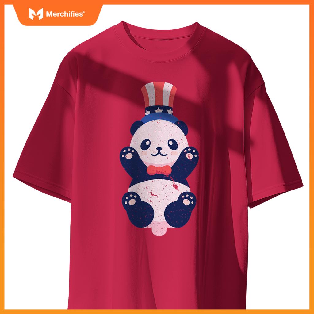 baby panda bear american usa flag hat 4th of july patriotic T-Shirt