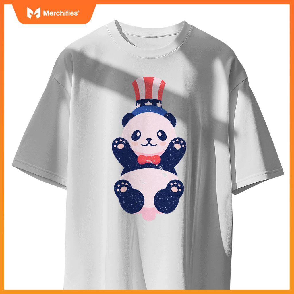 baby panda bear american usa flag hat 4th of july patriotic T-Shirt