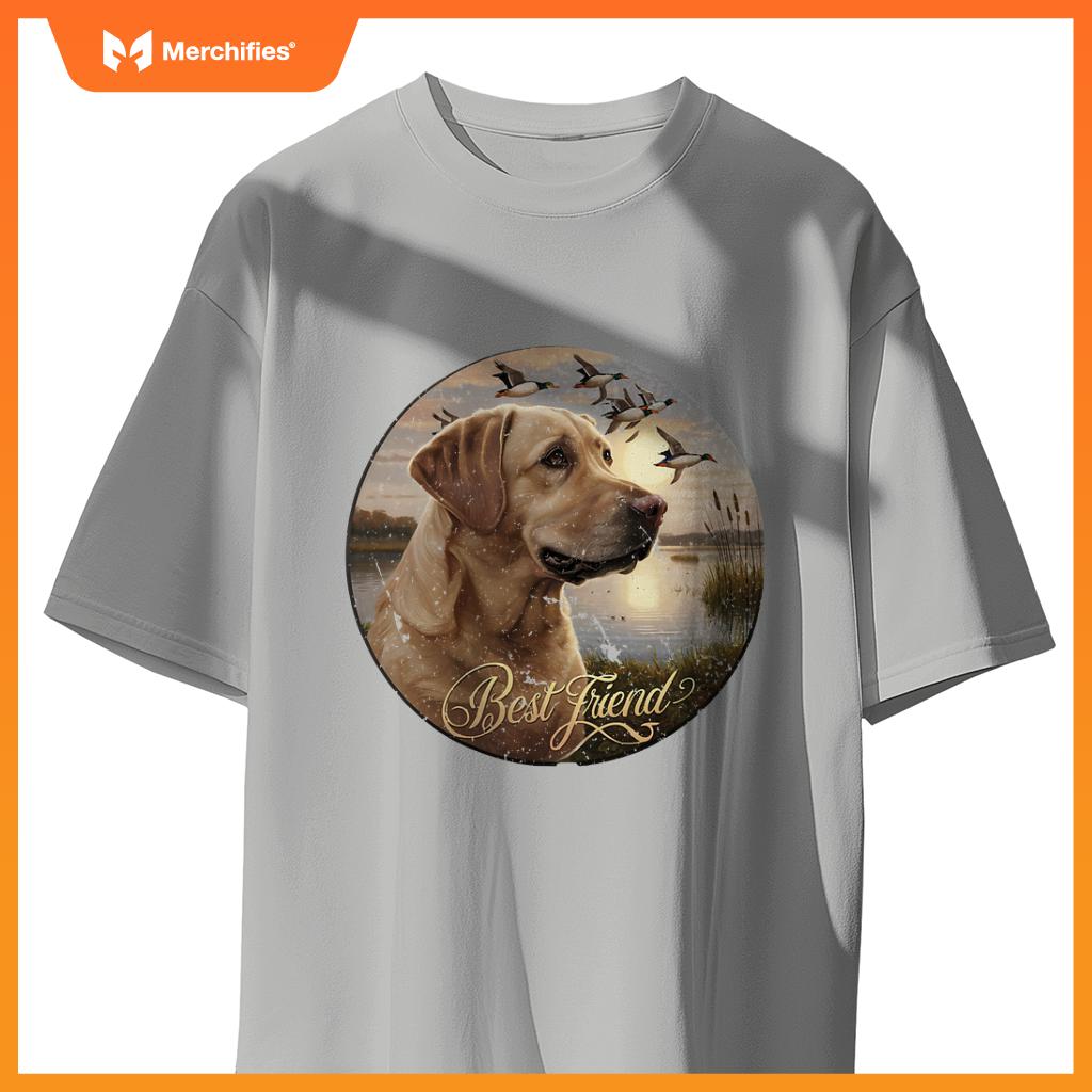 Best Friend Hunting Yellow Labrador Dog With Ducks And Geese T-Shirt
