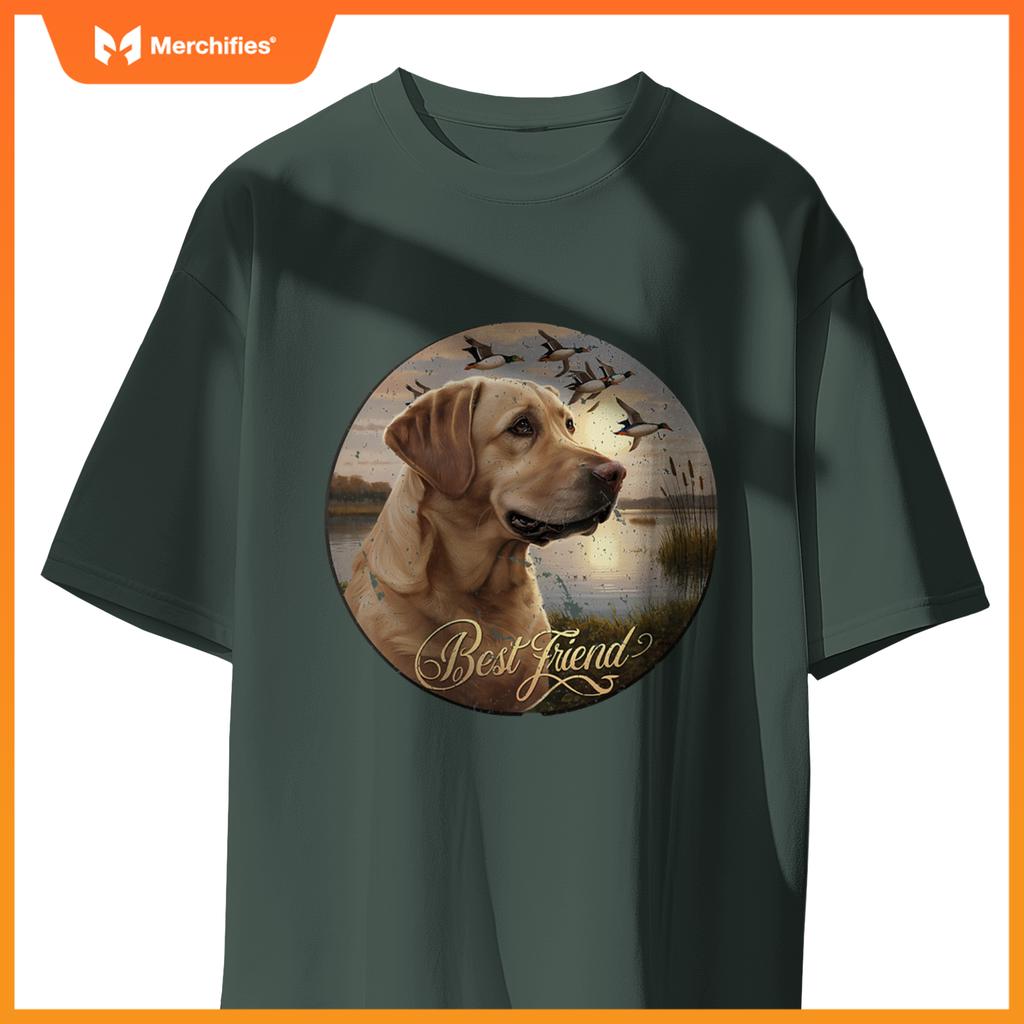 Best Friend Hunting Yellow Labrador Dog With Ducks And Geese T-Shirt
