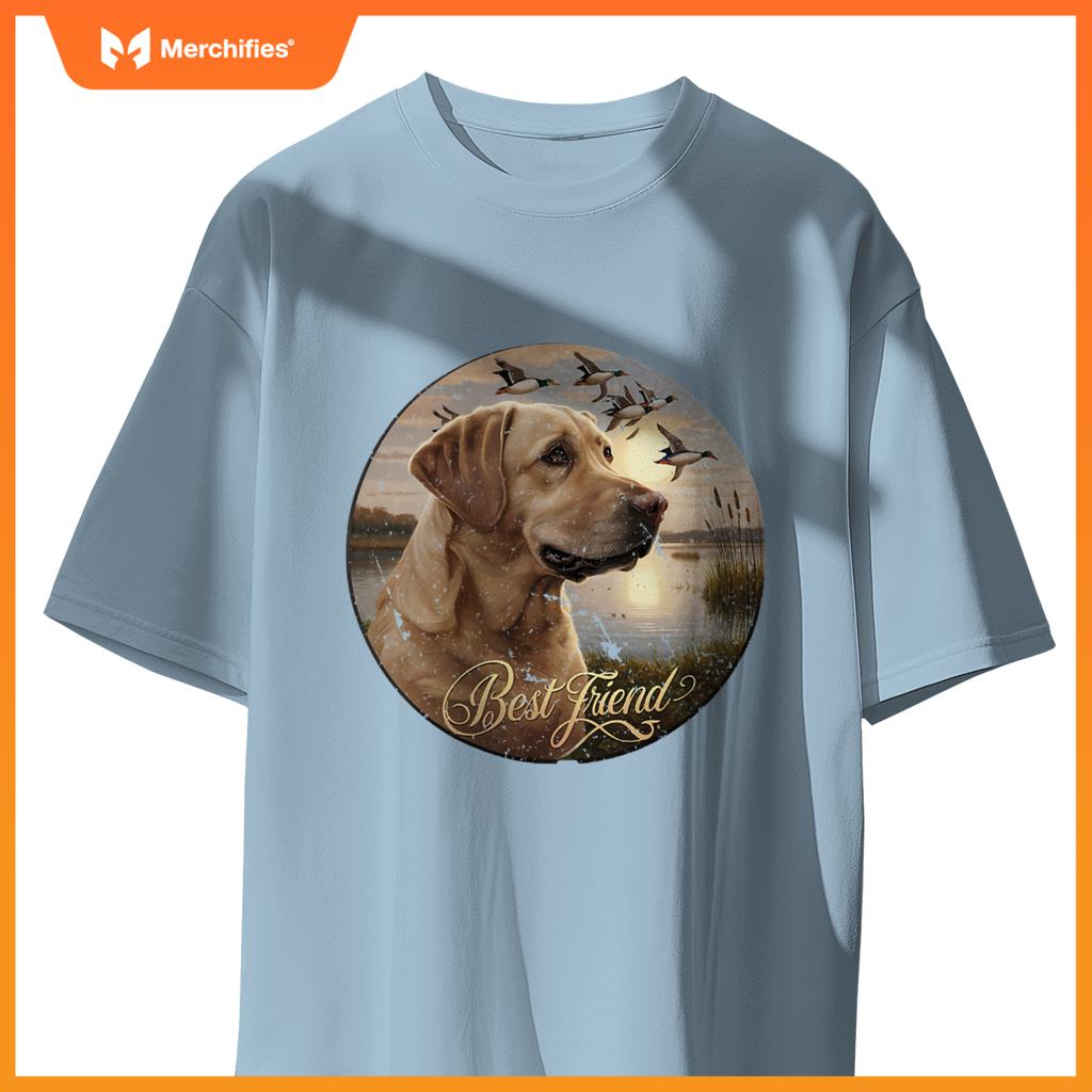 Best Friend Hunting Yellow Labrador Dog With Ducks And Geese T-Shirt