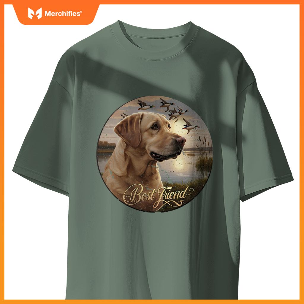Best Friend Hunting Yellow Labrador Dog With Ducks And Geese T-Shirt