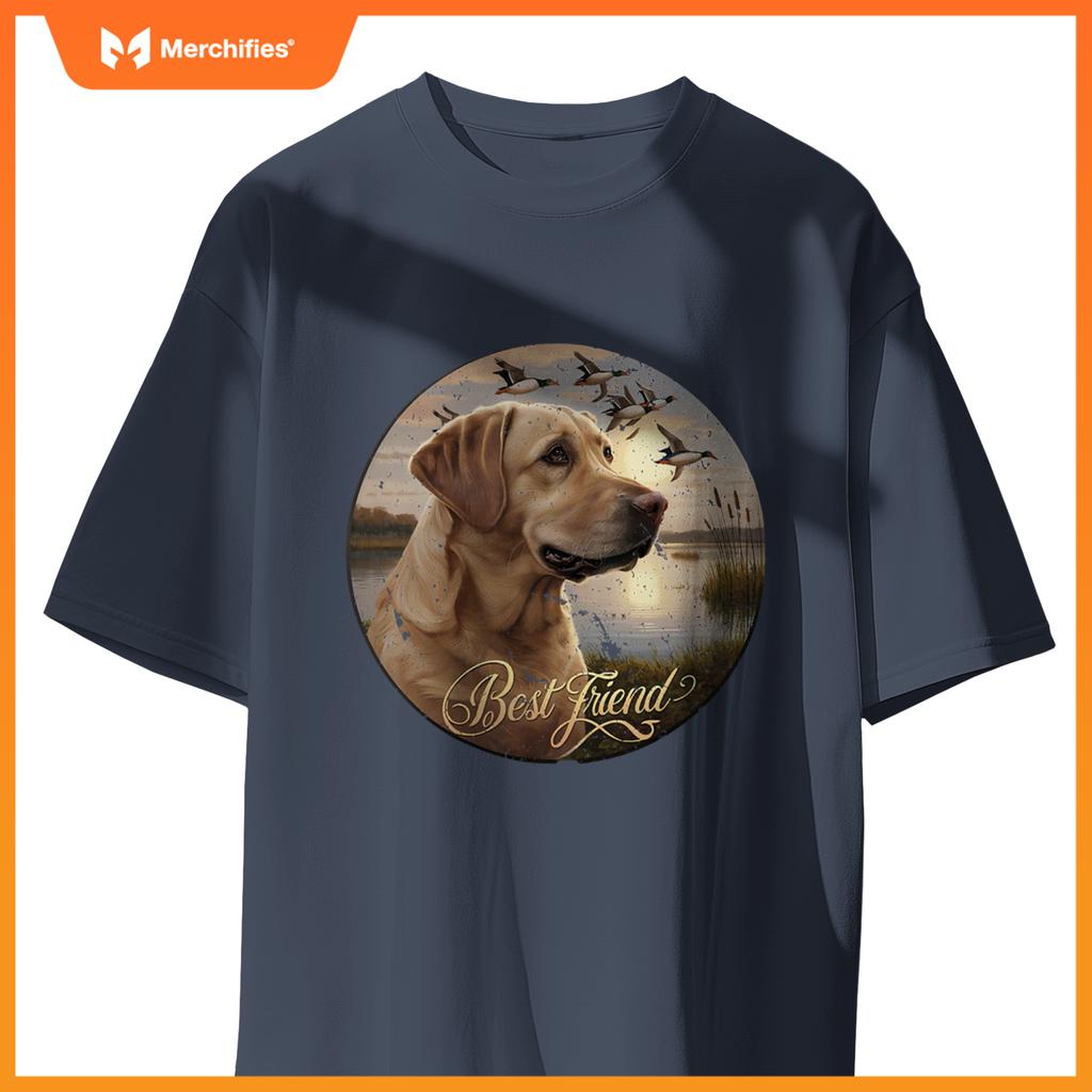 Best Friend Hunting Yellow Labrador Dog With Ducks And Geese T-Shirt