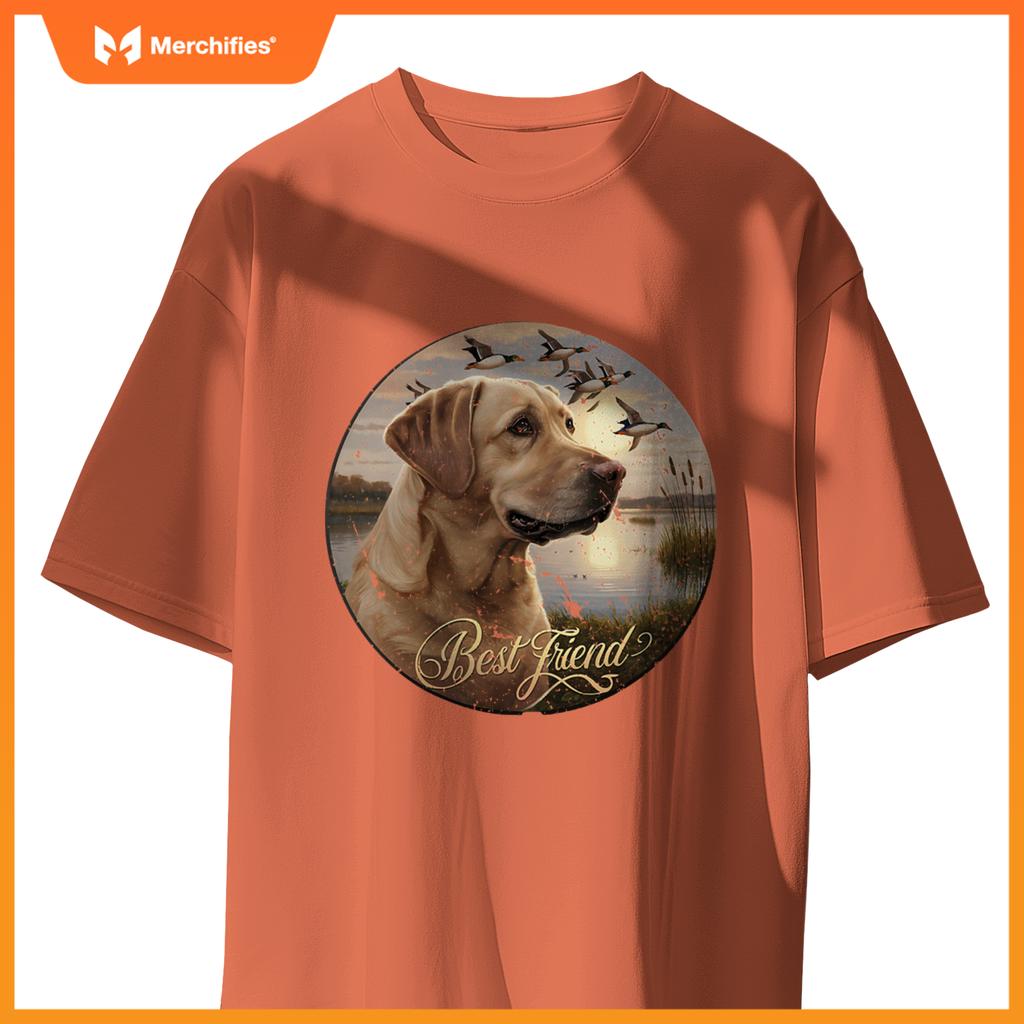 Best Friend Hunting Yellow Labrador Dog With Ducks And Geese T-Shirt