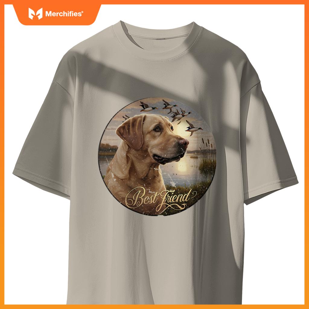 Best Friend Hunting Yellow Labrador Dog With Ducks And Geese T-Shirt