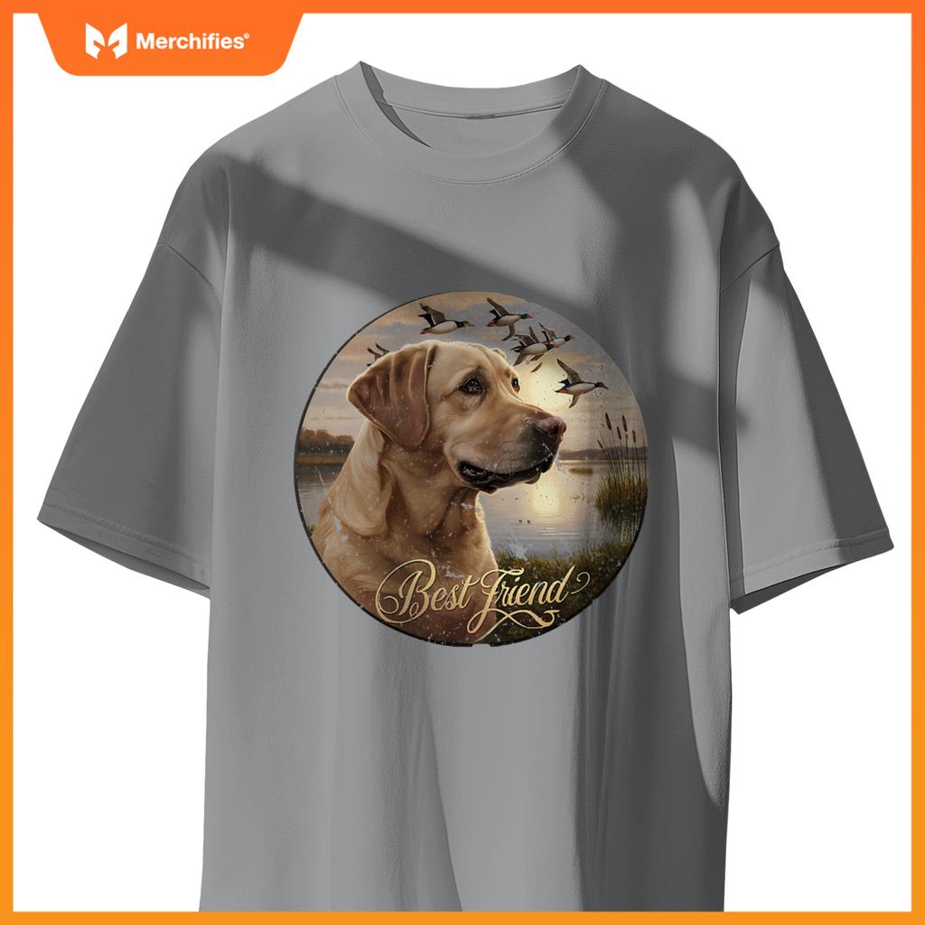 Best Friend Hunting Yellow Labrador Dog With Ducks And Geese T-Shirt