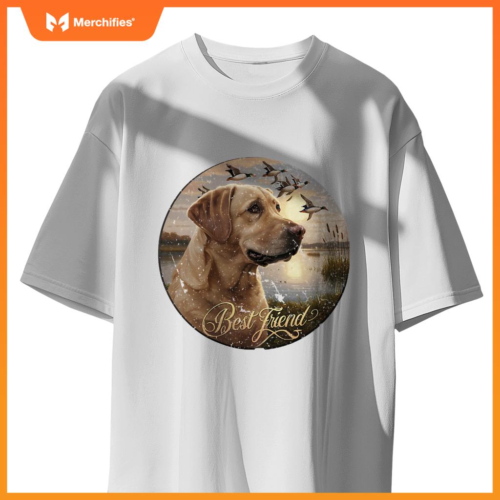 Best Friend Hunting Yellow Labrador Dog With Ducks And Geese T-Shirt
