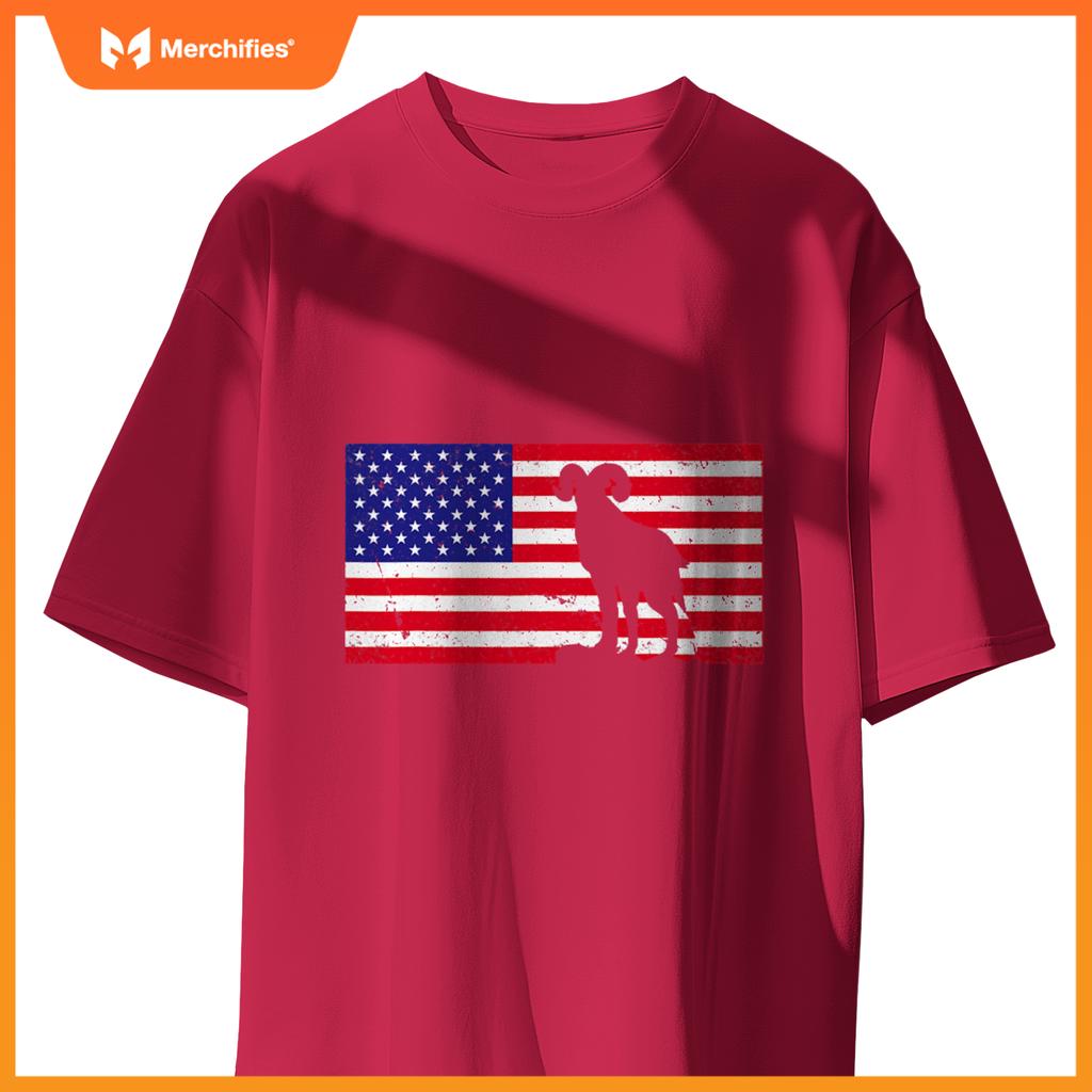 bighorn sheep usa patriotic american flag men women kids boy T-Shirt