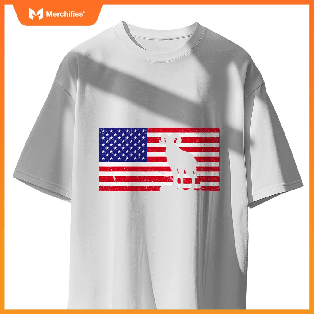 bighorn sheep usa patriotic american flag men women kids boy T-Shirt