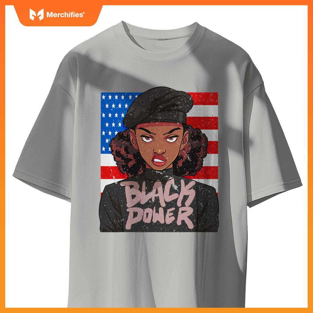 black history month panr party afro hair usa patriotic T-Shirt