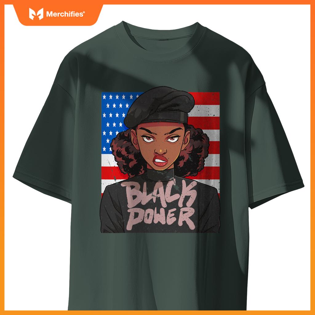 black history month panr party afro hair usa patriotic T-Shirt