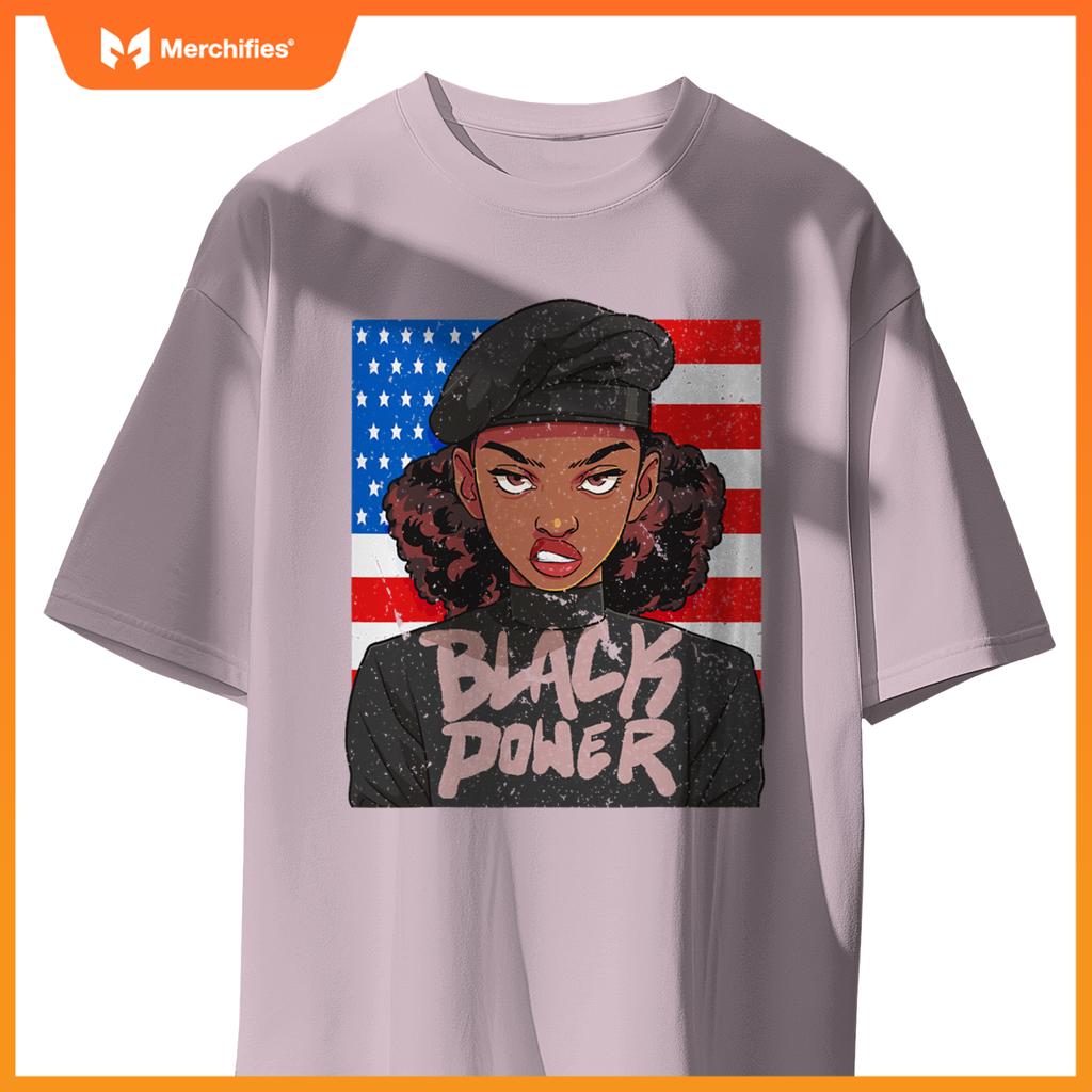 black history month panr party afro hair usa patriotic T-Shirt