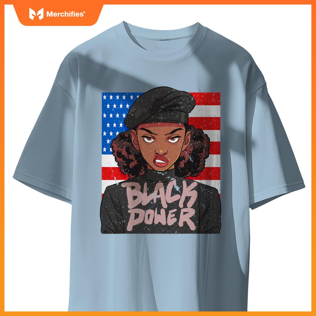 black history month panr party afro hair usa patriotic T-Shirt