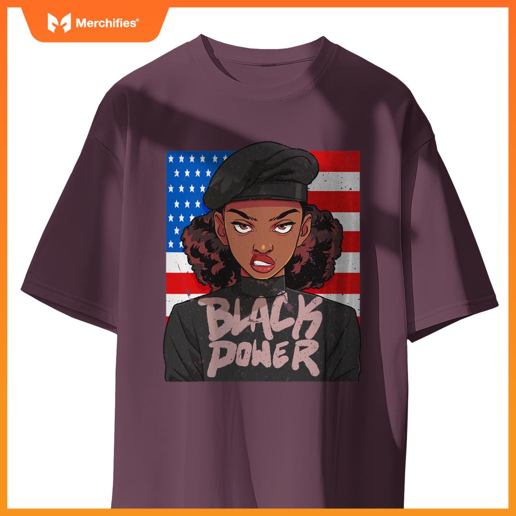 black history month panr party afro hair usa patriotic T-Shirt