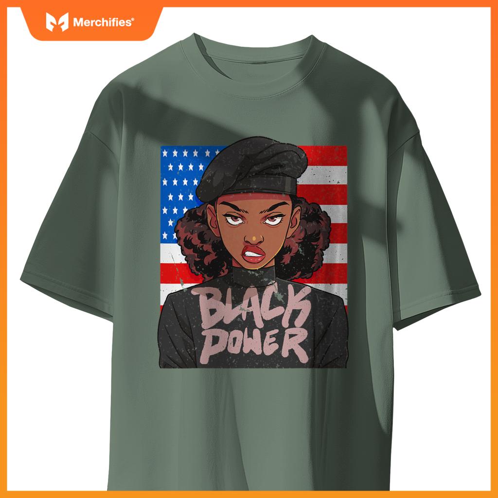 black history month panr party afro hair usa patriotic T-Shirt