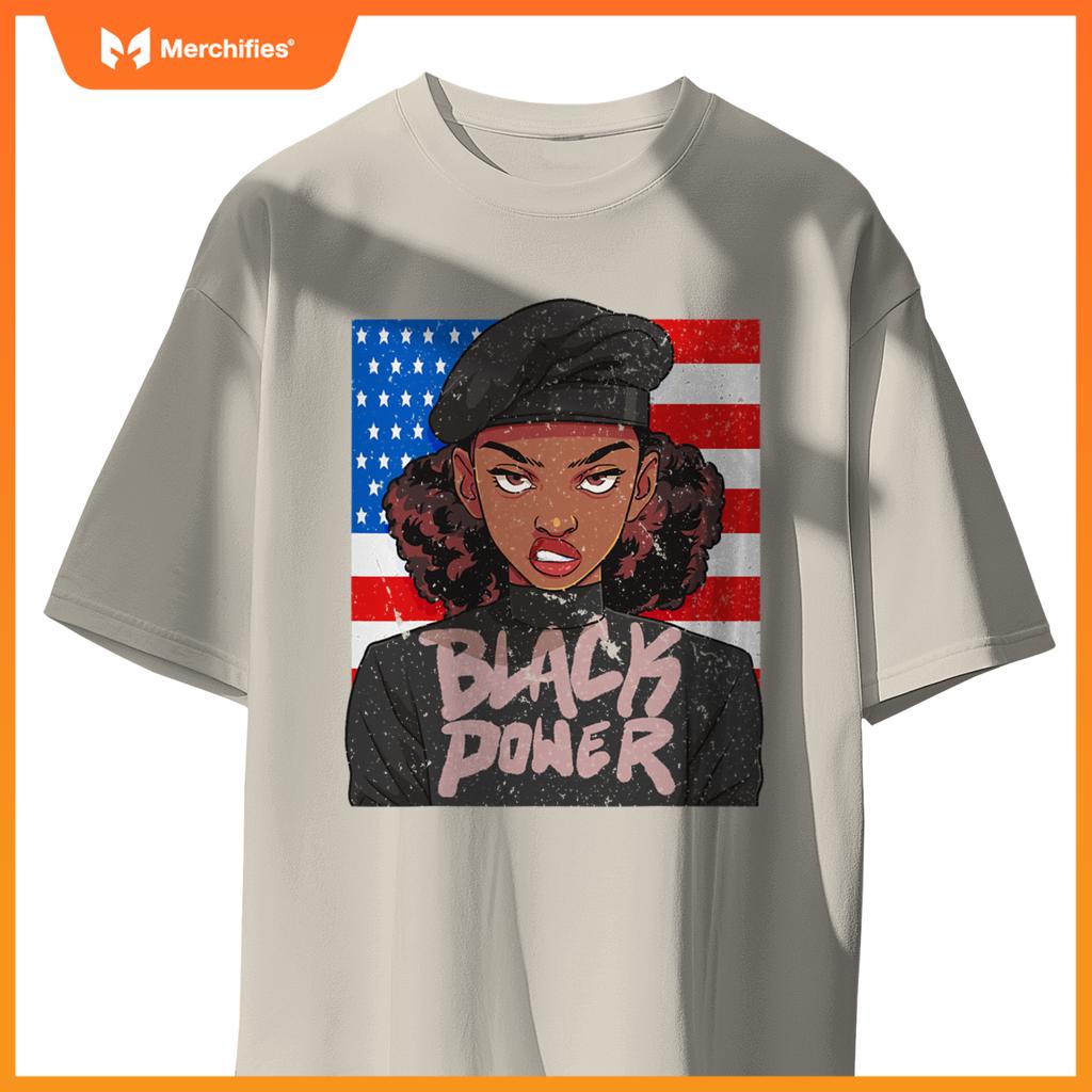 black history month panr party afro hair usa patriotic T-Shirt