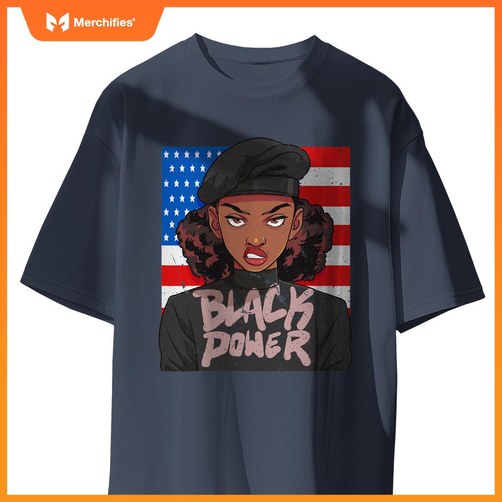 black history month panr party afro hair usa patriotic T-Shirt