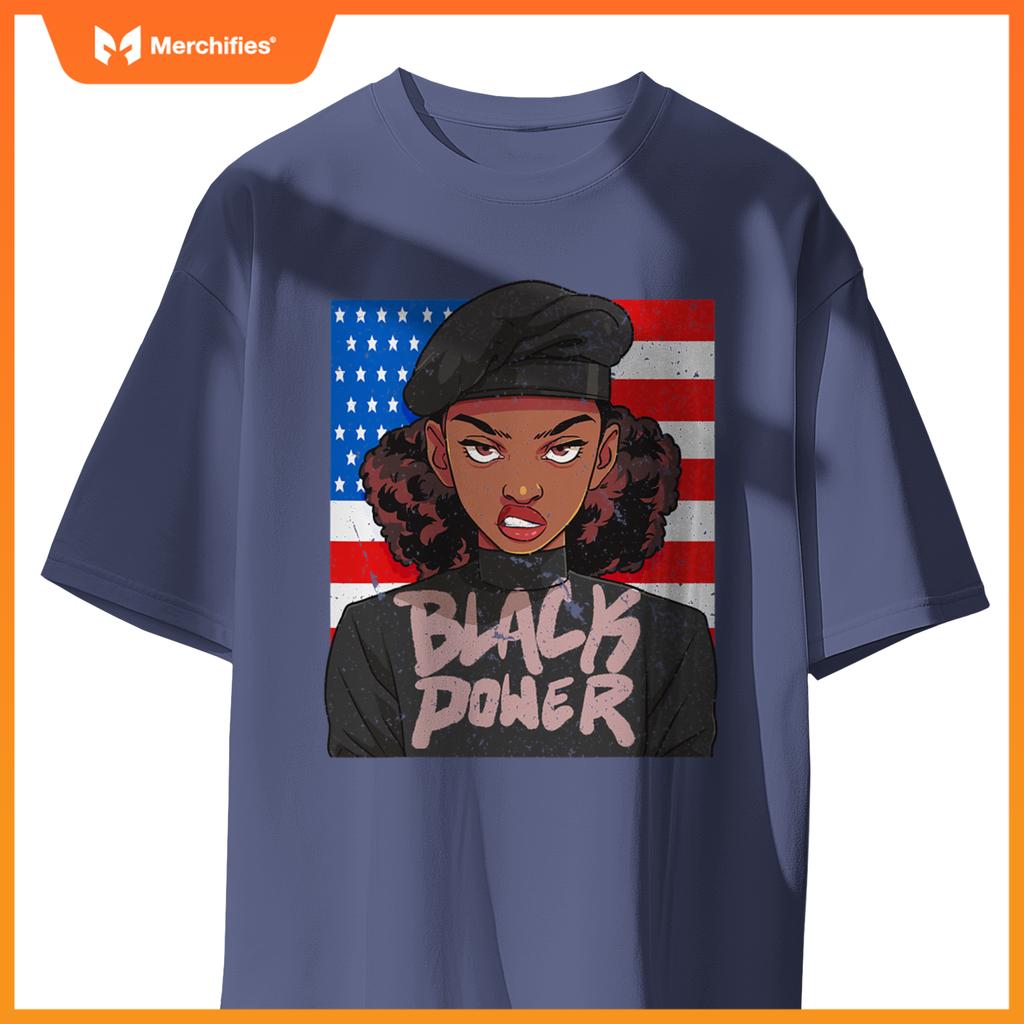black history month panr party afro hair usa patriotic T-Shirt
