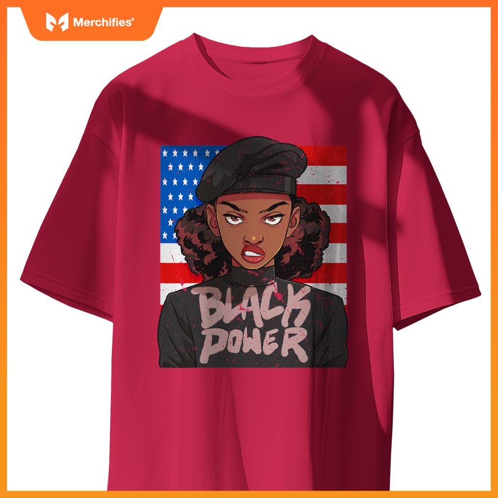 black history month panr party afro hair usa patriotic T-Shirt