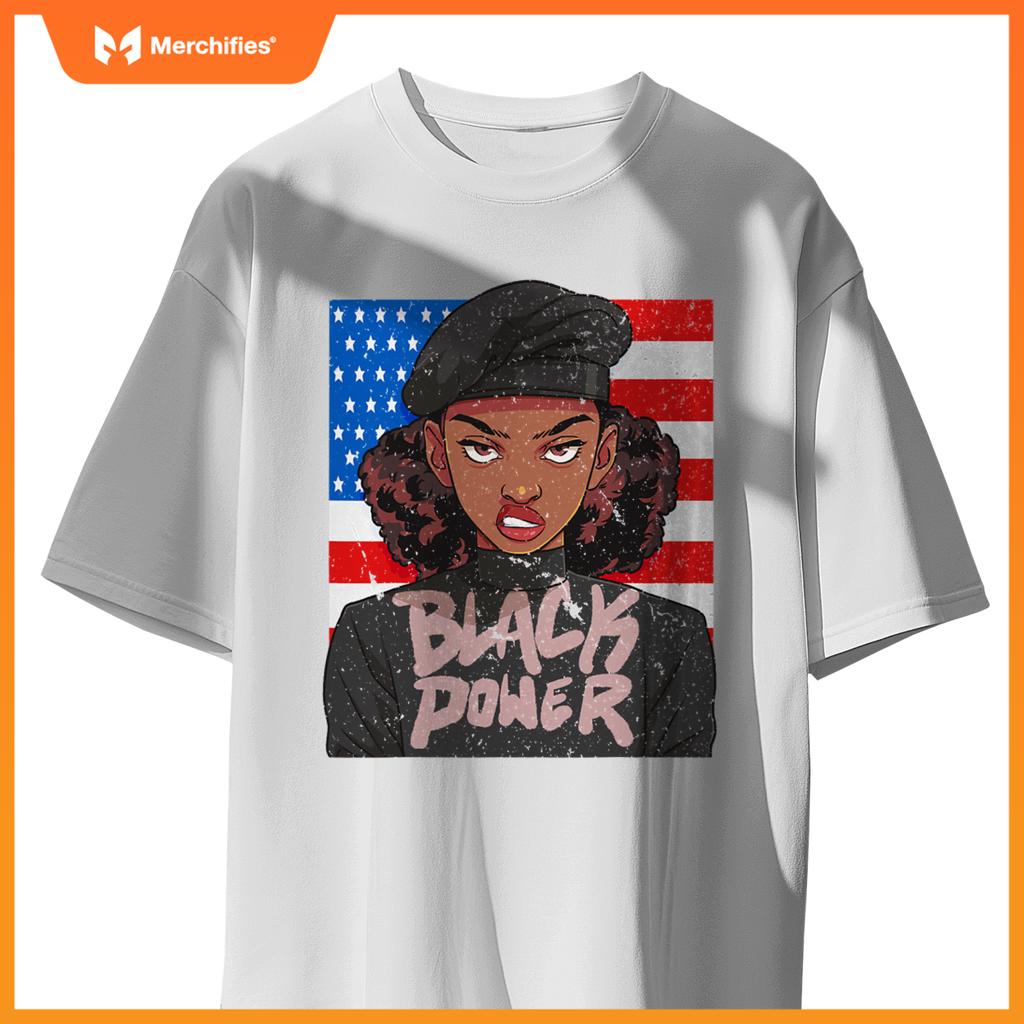 black history month panr party afro hair usa patriotic T-Shirt