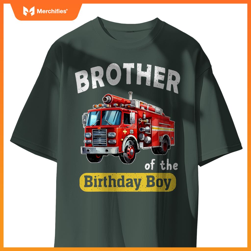 Bror Of  Birthday Boy Fire Truck Firefighter Bday T-Shirt