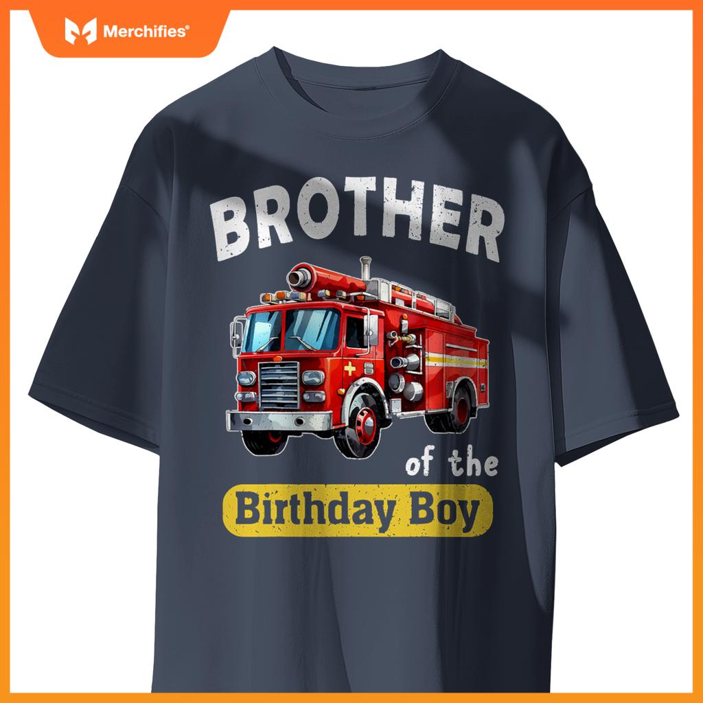 Bror Of  Birthday Boy Fire Truck Firefighter Bday T-Shirt