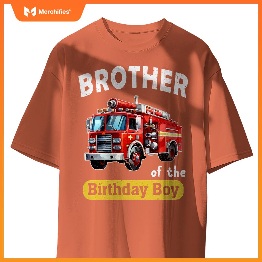 Bror Of  Birthday Boy Fire Truck Firefighter Bday T-Shirt