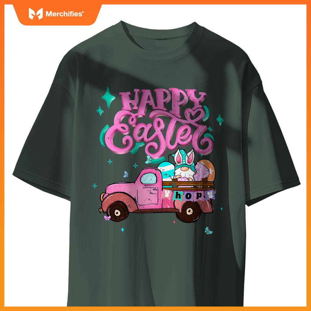 Bunny Easter Spring Rabbit Gnome Truck Happy Easter Day T-Shirt