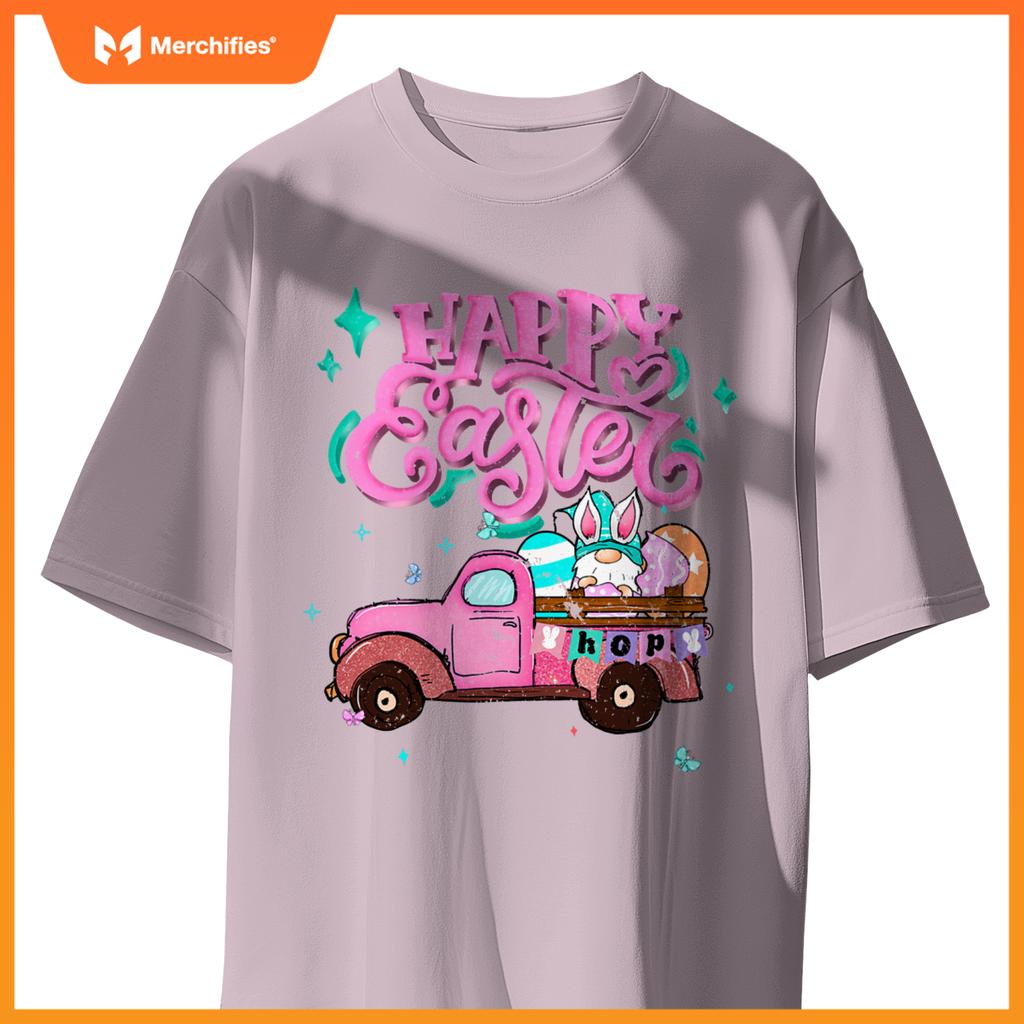Bunny Easter Spring Rabbit Gnome Truck Happy Easter Day T-Shirt
