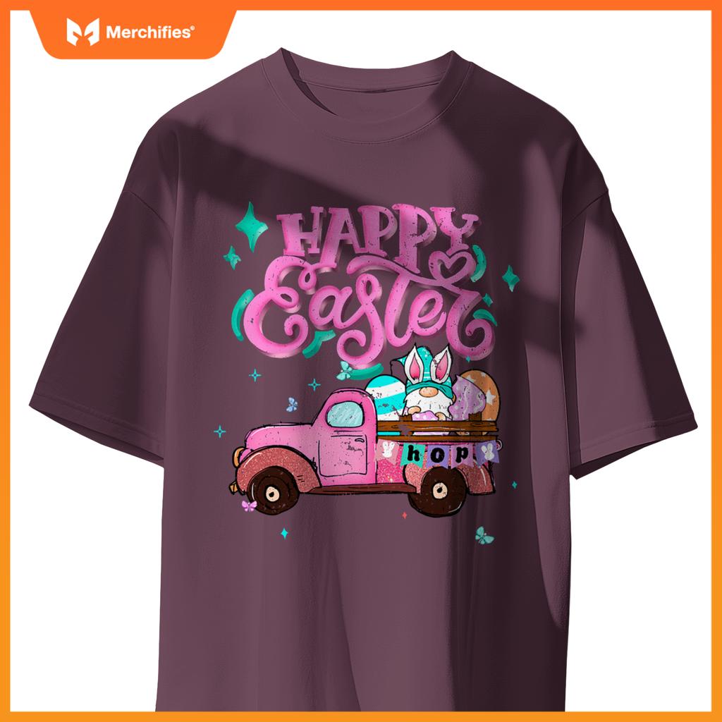 Bunny Easter Spring Rabbit Gnome Truck Happy Easter Day T-Shirt