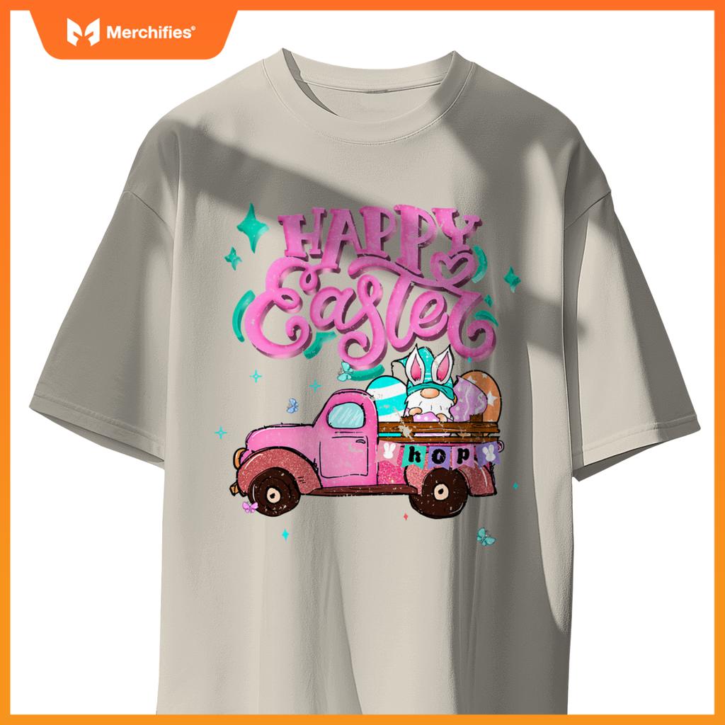 Bunny Easter Spring Rabbit Gnome Truck Happy Easter Day T-Shirt