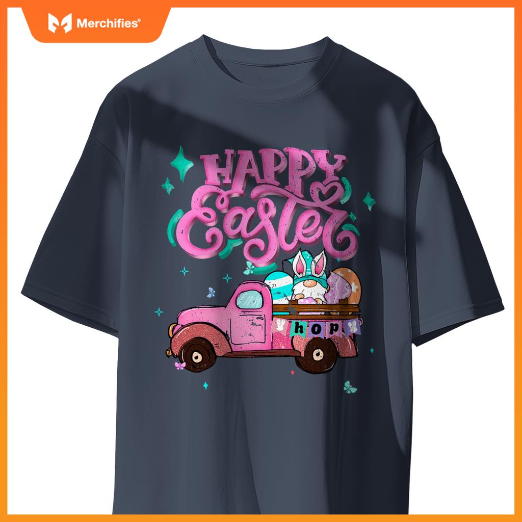 Bunny Easter Spring Rabbit Gnome Truck Happy Easter Day T-Shirt