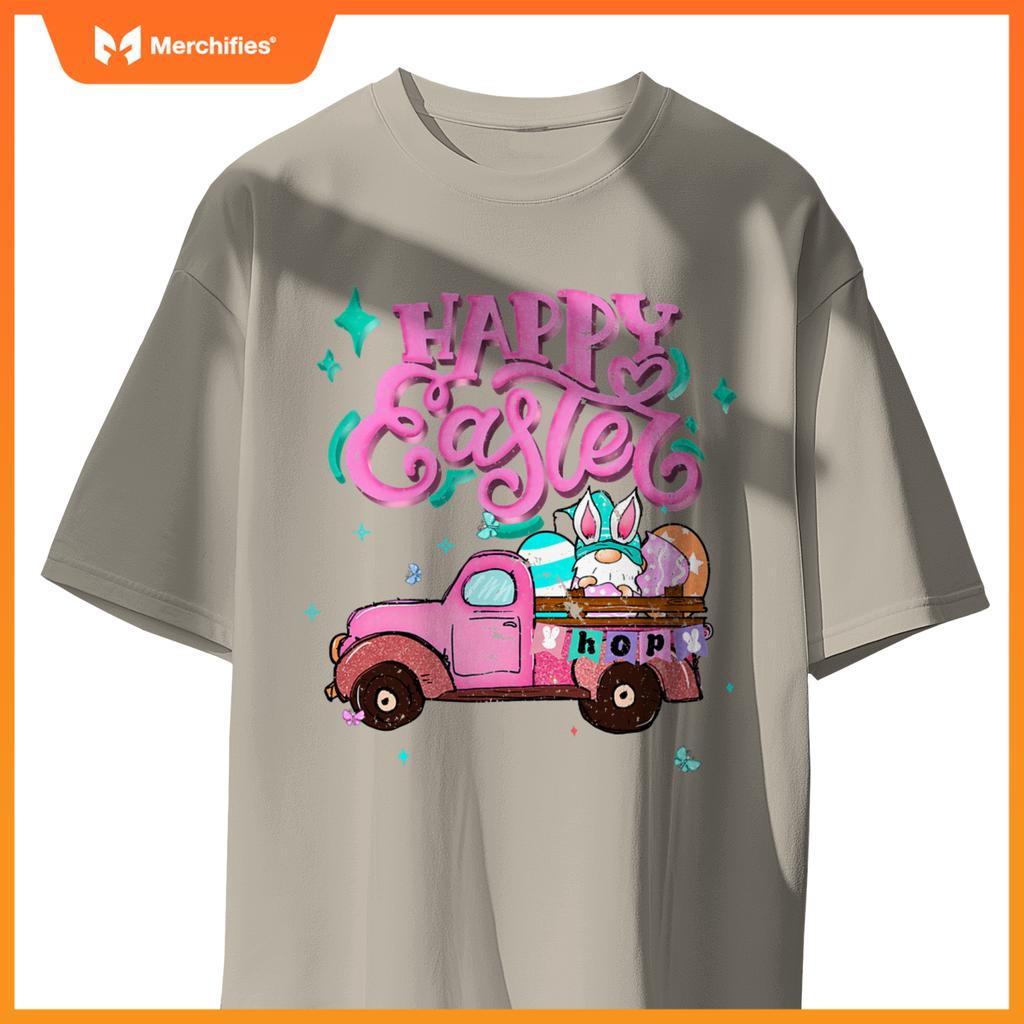 Bunny Easter Spring Rabbit Gnome Truck Happy Easter Day T-Shirt