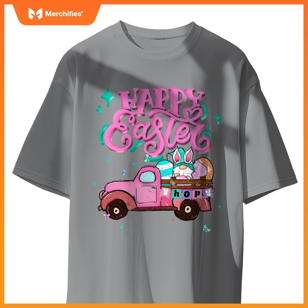 Bunny Easter Spring Rabbit Gnome Truck Happy Easter Day T-Shirt