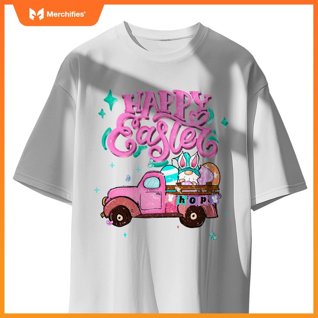 Bunny Easter Spring Rabbit Gnome Truck Happy Easter Day T-Shirt