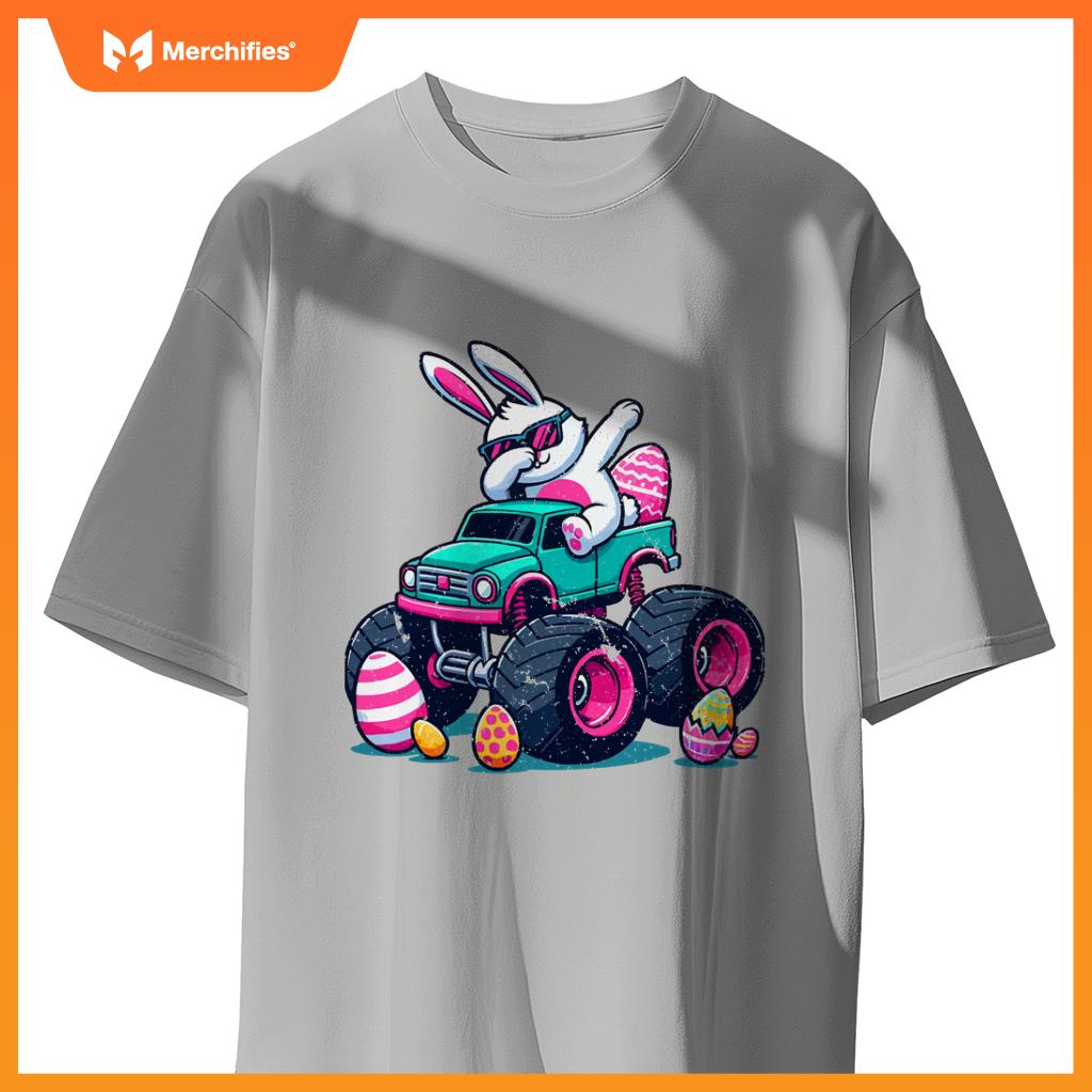 Bunny Happy Easter Monster Truck Boys Girls Eggs Dabbing T-Shirt