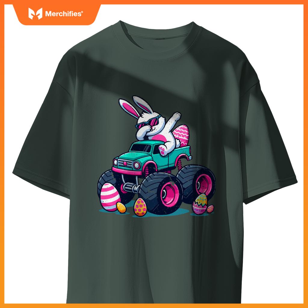 Bunny Happy Easter Monster Truck Boys Girls Eggs Dabbing T-Shirt