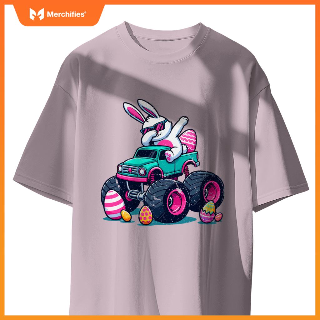 Bunny Happy Easter Monster Truck Boys Girls Eggs Dabbing T-Shirt