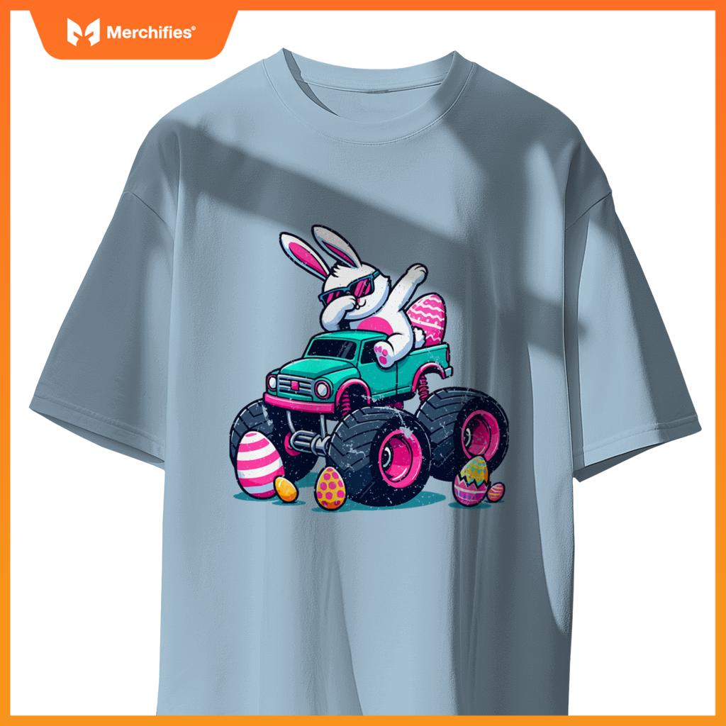Bunny Happy Easter Monster Truck Boys Girls Eggs Dabbing T-Shirt