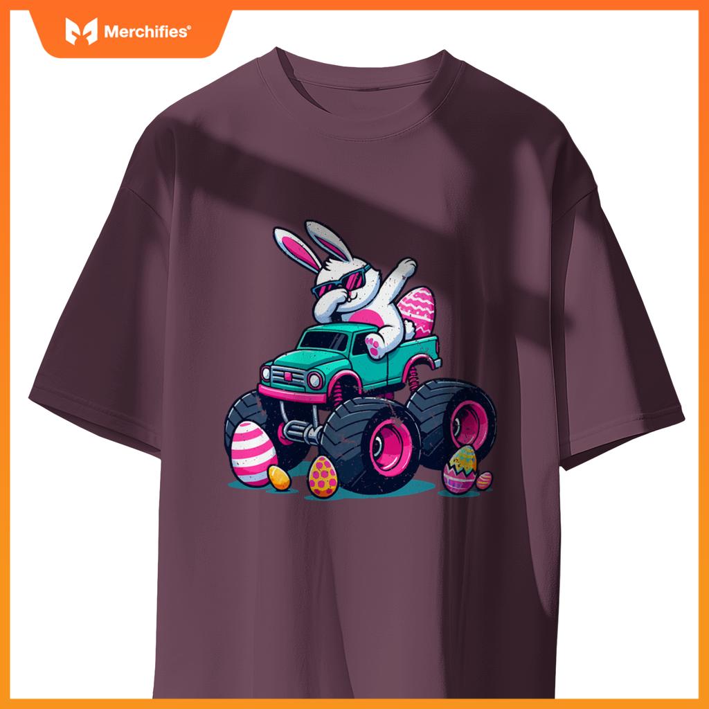 Bunny Happy Easter Monster Truck Boys Girls Eggs Dabbing T-Shirt