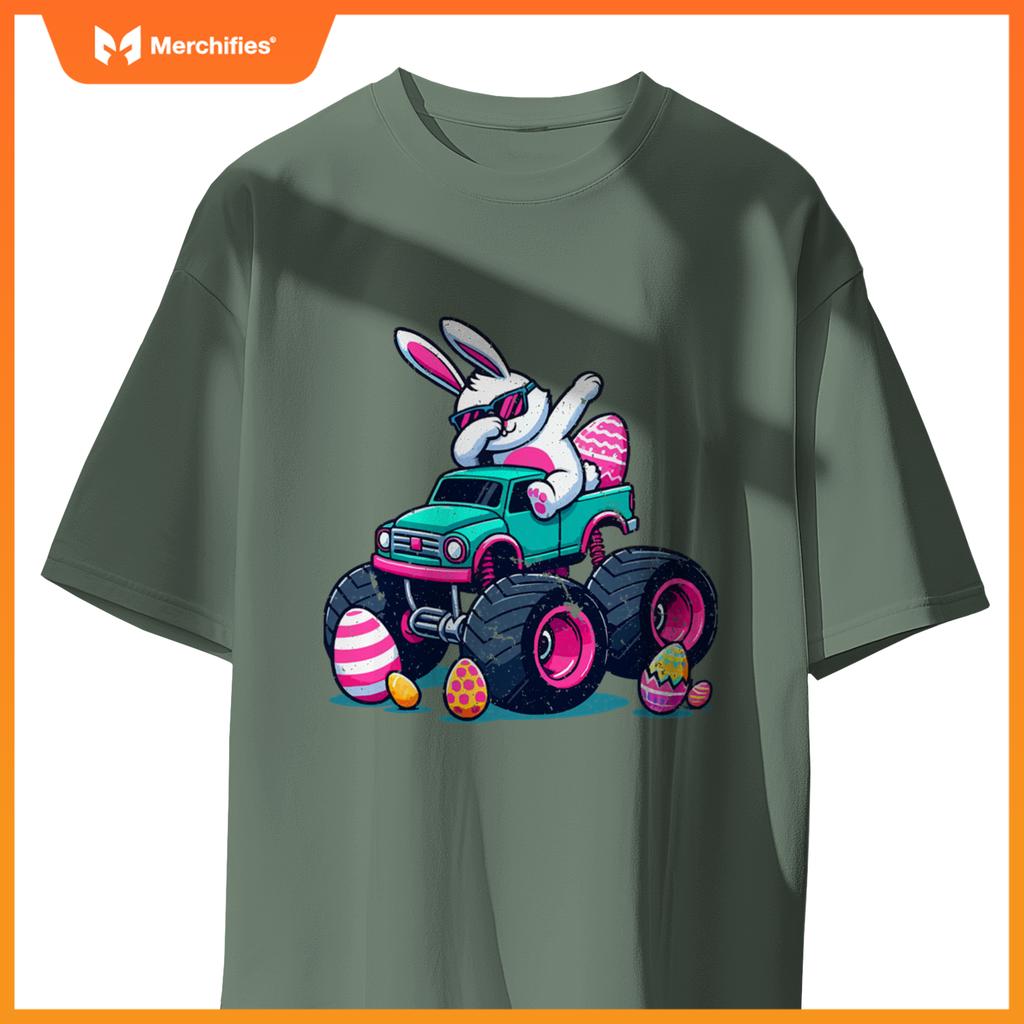 Bunny Happy Easter Monster Truck Boys Girls Eggs Dabbing T-Shirt