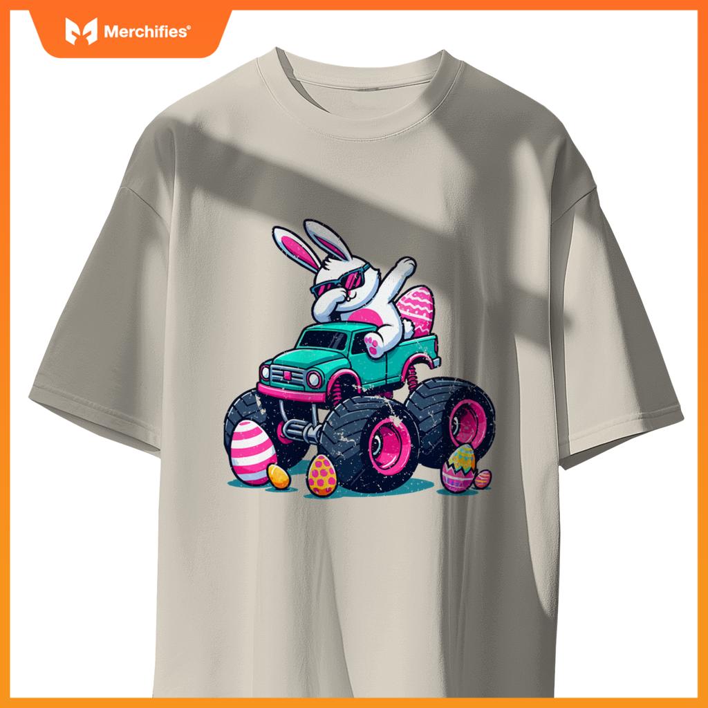 Bunny Happy Easter Monster Truck Boys Girls Eggs Dabbing T-Shirt
