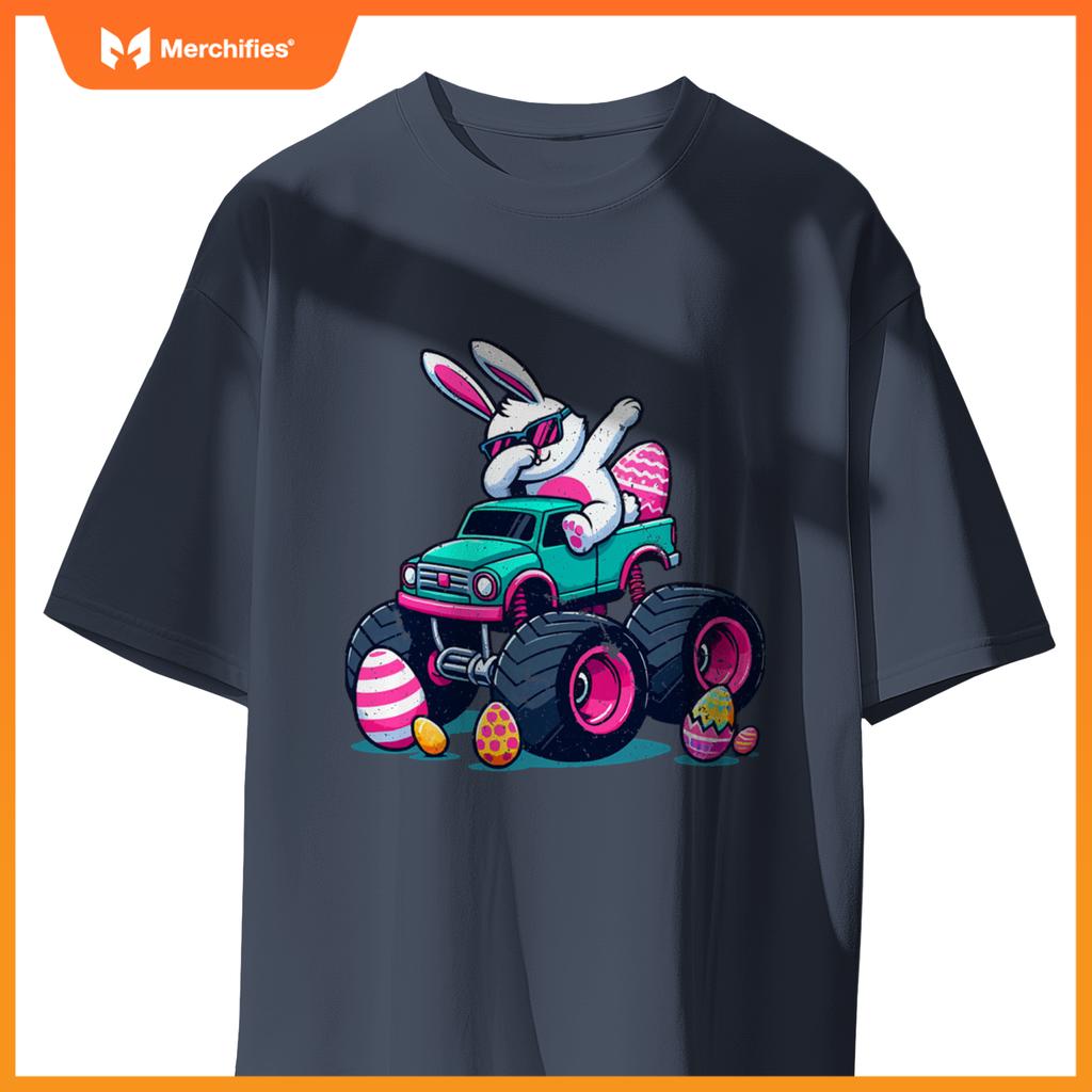 Bunny Happy Easter Monster Truck Boys Girls Eggs Dabbing T-Shirt