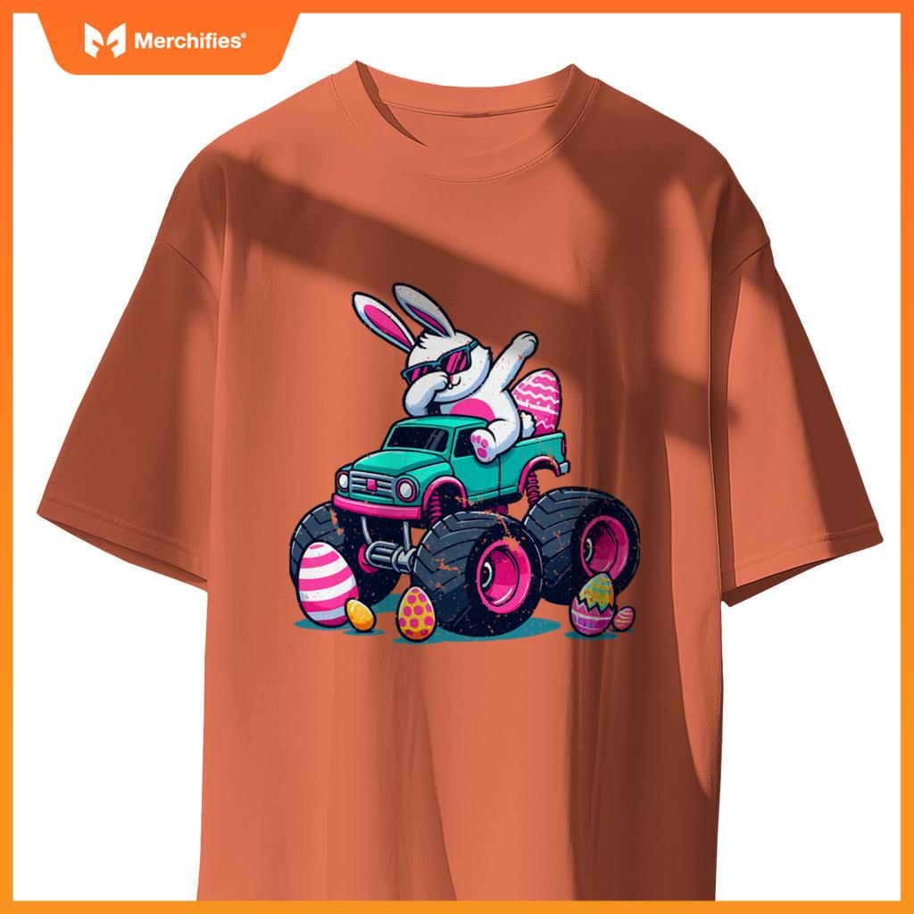 Bunny Happy Easter Monster Truck Boys Girls Eggs Dabbing T-Shirt